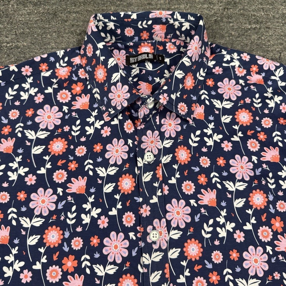 Steele St33le Shirt Men Small Floral Stretch Cotton Jersey Beach Vacation Muscle